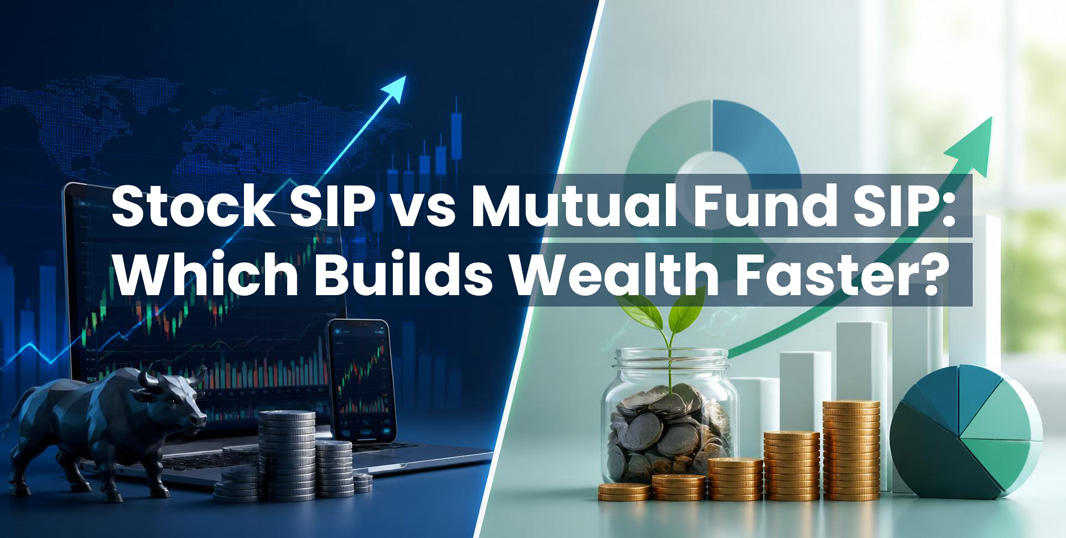 Stock SIP vs Mutual Fund SIP comparison showing returns, risk, costs, taxation and investment control